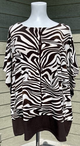 MICHAEL KORS PULLOVER PONCHO-STIL TOP. ANIMAL PRINT - BRAUN/CREME. Größe L. Neu mit Etikett