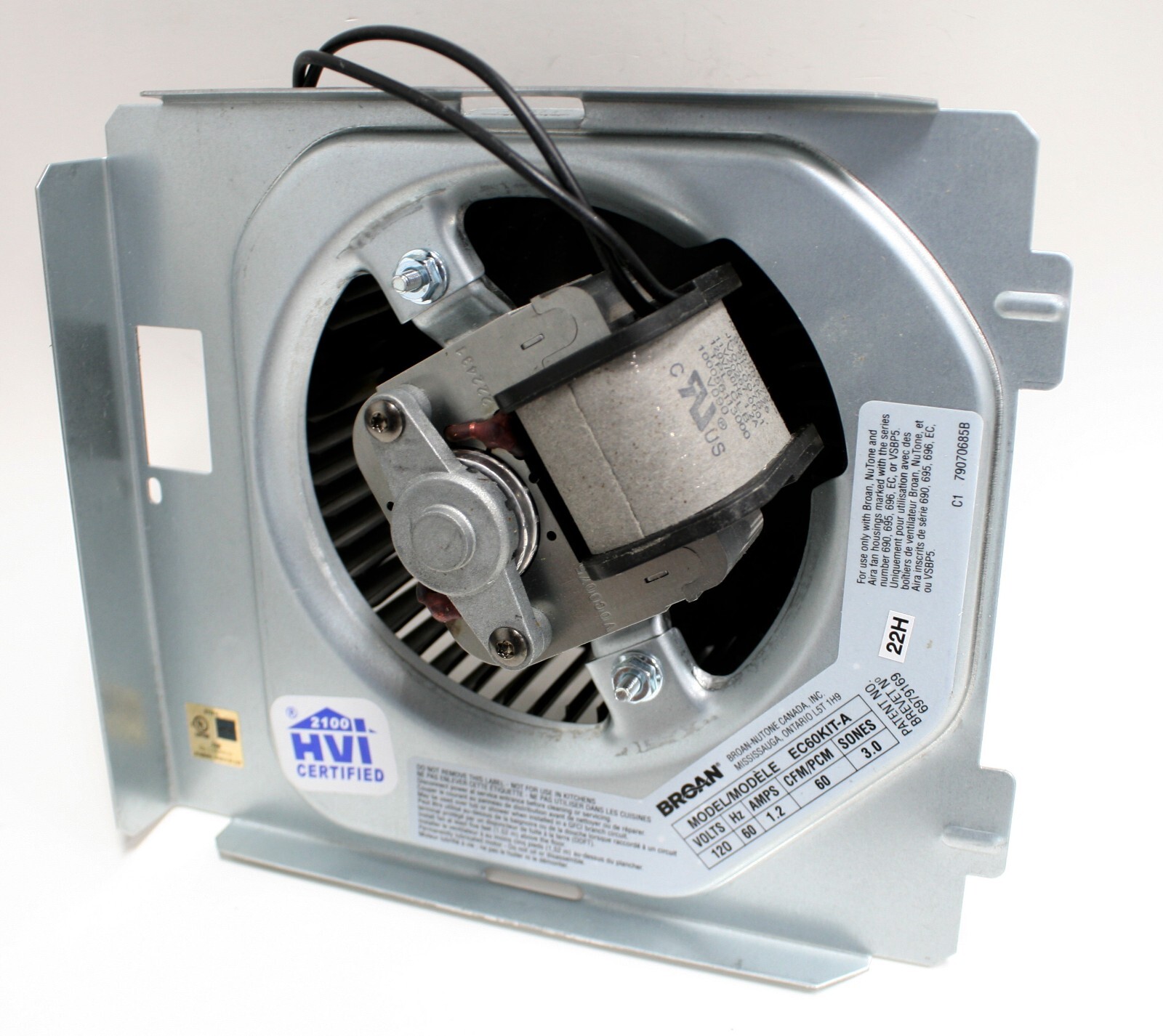 BROAN EC60KIT Bath Fan Upgrade Kit 60 CFM 3 Sones Housing measure 81/