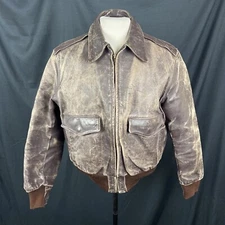 Vintage Mes Golden Bear USA Brown Leather Horsehide Bomber Jacket Jones Medium