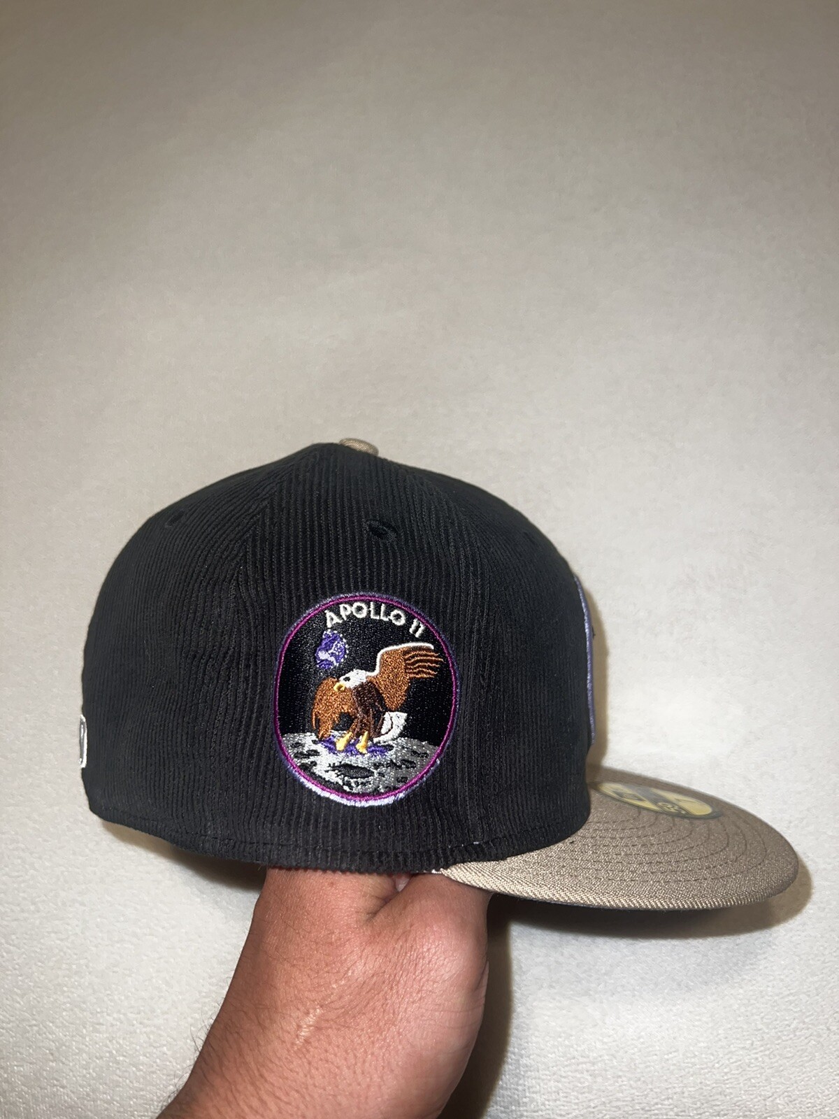 Houston Astros Fitted Hat Size 7 Apollo 11 Side Patch Tan Visor Lavender Bottom image 4