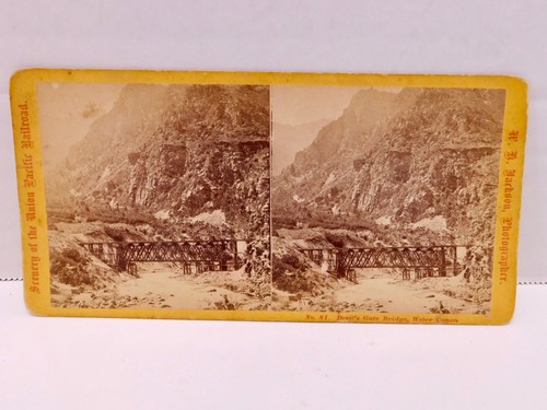WH Jackson Stereoview Devil's Gate Bridge Scenery of Union Pacific Railroad #81