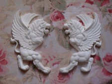 Lion Griffin Pair Left  Right Furniture Applique Architectural Pediment