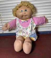Vintage 1984 Cabbage Patch Kids Doll with Green Eyes Blond Hair Coleco