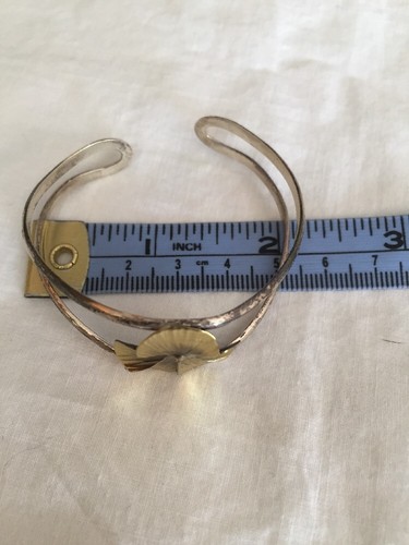 Women's Stuart Nye Silver Band Brass Pansy Small Cuff Bracelet - Picture 5 of 6