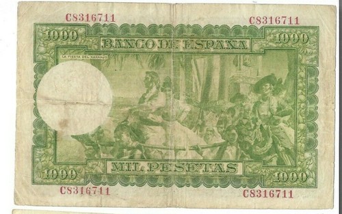 ESPAÑA: 1000 PESETAS JOAQUÍN SOROLLA. AÑO 1951. CON SERIE. BC-. IDEAL Y BARATO. - Picture 2 of 10