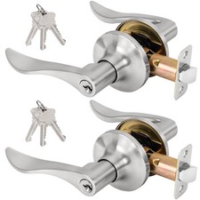 Keyed Entry Door Lever, Door Handle with Lock and Key, Exterior Interio
