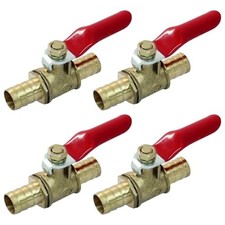 3/8 Inch Brass Mini Shut Off Ball Barb Valve for Water Fuel Hose Gas Line Rv Air