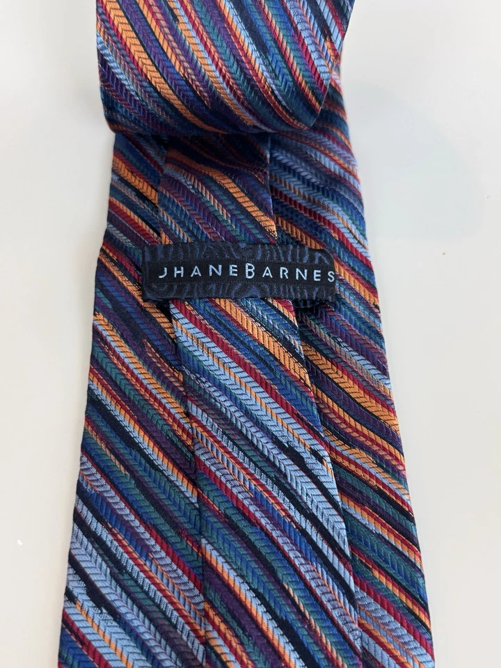 Jhane Barnes Multi-Color Geometric Striped Silk Tie, Italy Foto 3 de 3