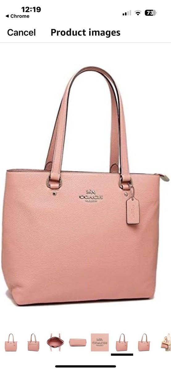 Coach Pebble Leather Bay Tote Shoulder Bag F48637 Petal Pink for