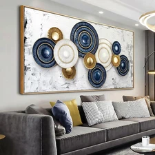 Wall Art Simple Wall Decor Blue and Yellow Canvas Painting Abstract Wall Art ...