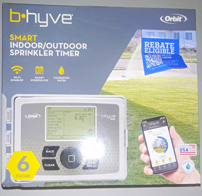 Orbit 57946 B-Hyve Indoor/Outdoor 6 Station Smart Sprinkler System WiFi.NEW SEAL