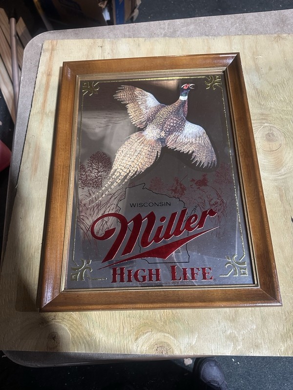 MILLER HIGH LIFE PHEASANT BAR MIRROR WISCONSIN FIRST EDITION SPORTSMENS SERIES