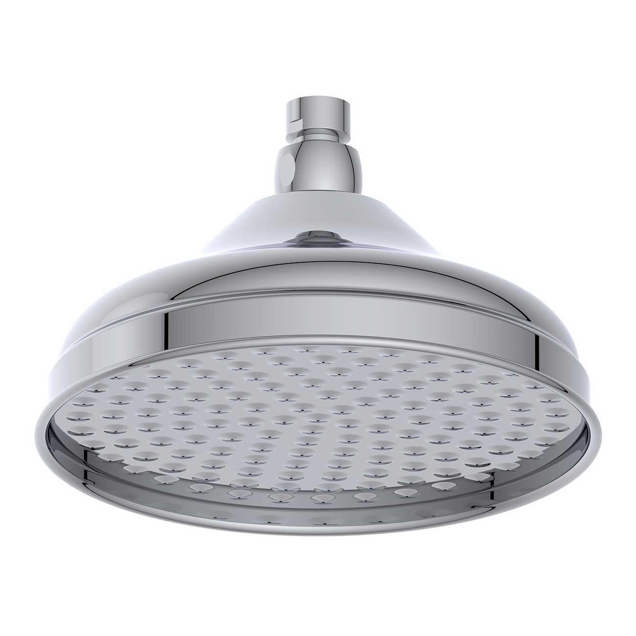 Victorian Shower Head Chrome 200mm Metal Rain Effect Swivel Joint