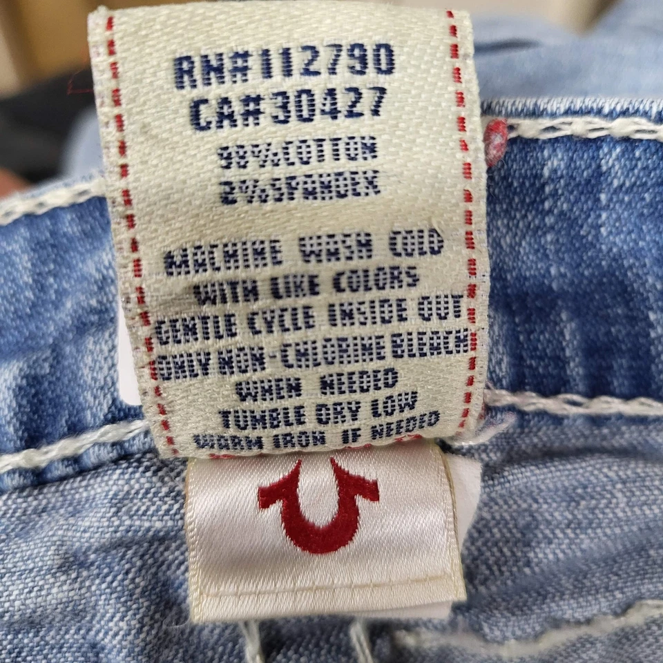 Pantalones Cortos True Religion Niña 5 Azul Claro Denim Arco Iris Bordado 2" Entrepierna Foto 3 de 4