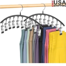 10 Clip Pants Hangers Space Saving Closet Organizer Durable Multi Layer Storage