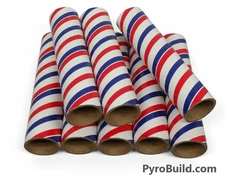 10pc Fireworks Cardboard Tubes 1-1/4" x 6" x 3/32" Red/White/Blue Pyro