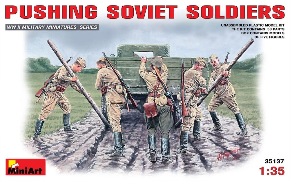 MINIART Soldats soviétiques poussant un camion - 1/35 - MINIART 35137