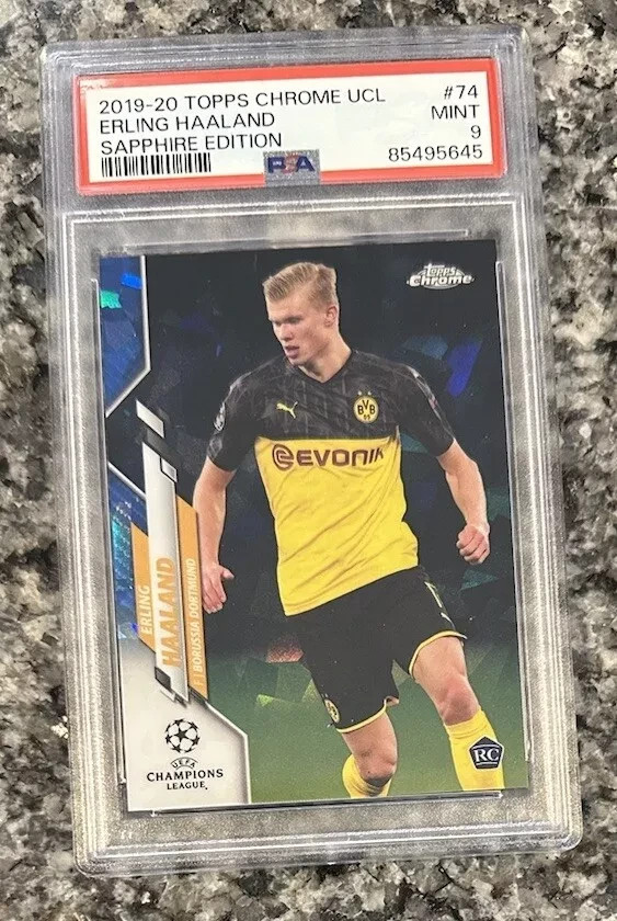 2019-20 Topps Chrome UCL ERLING HAALAND Sapphire RC PSA 9
