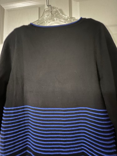 NWT $128 Max Studio Sweater Dress Women’s Blue Black Striped Sheath L Large - Picture 13 of 13