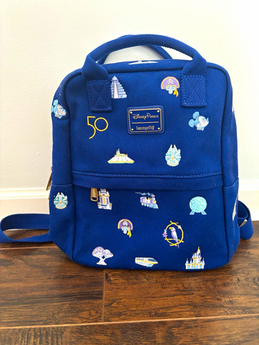 Disney Parks x Loungefly 50th Anniversary Print Mini Backpack Bag, Blue