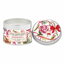Michel Design Works Peppermint Candy Travel Candle Soy-Blend in Decorative Tin