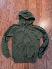Vintage 60s army green zip hooded sweatshirt hoodie BEST metal zip NOS adult M