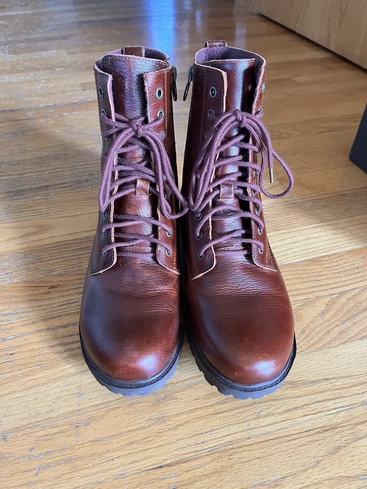 Botines Alegria Mujer Ari Cuero Con Cordones Castaño Excelente Estado Foto 2 de 4