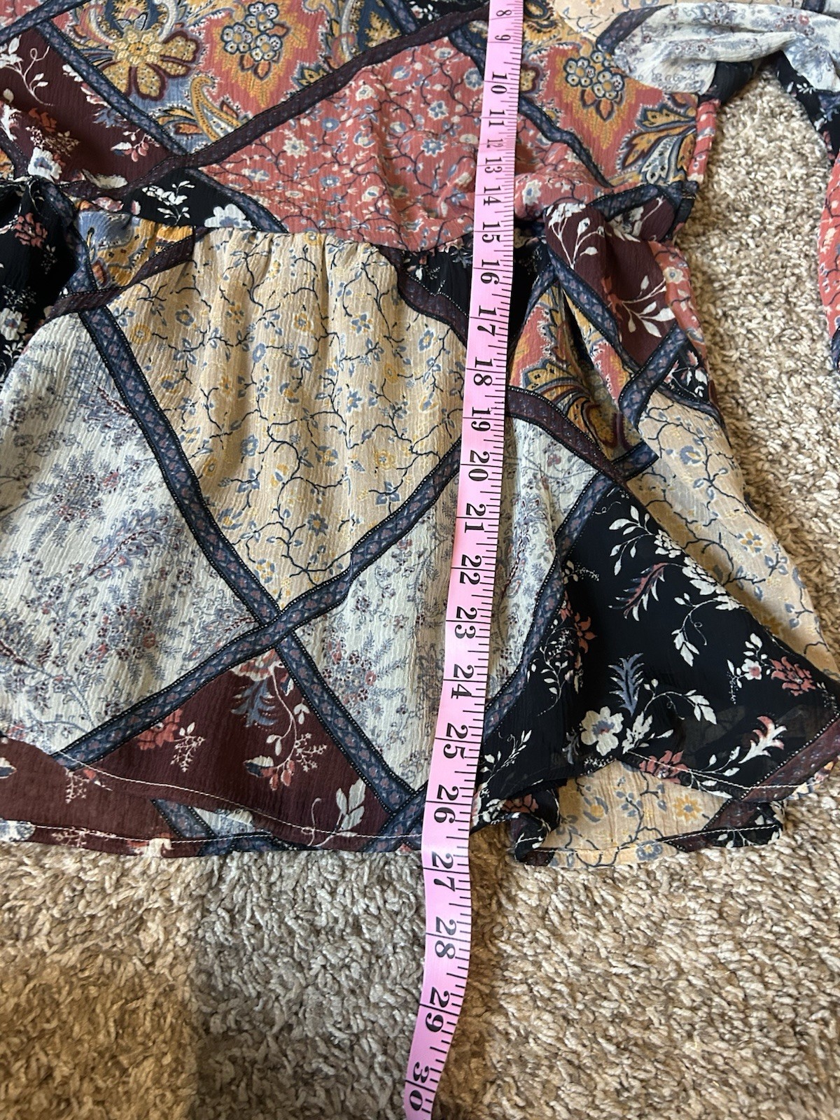 American Eagle Patchwork Floral Boho Babydoll Lon… - image 9