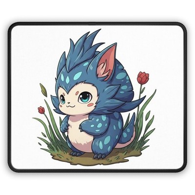Cute Blue Spike Creature Gaming Mouse Pad | Kawaii Hedgehog Illustration