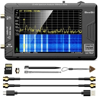 2-in-1 Signal Generator TinySA Ultra+ ZS406 100kHz to 5.4GH 4'' Spectrum Analyzer