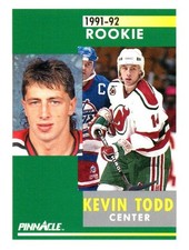 1991-92 Pinnacle Kevin Todd Rookie Card #308 New Jersey Devils NHL Hockey Card. rookie card picture
