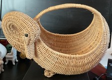 Vintage Wicker Woven Swan Duck Goose Basket With Handle