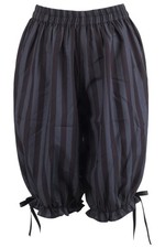 Black  Grey Striped Crepe Long Bloomers Pantaloons Cosplay Pirate Steampunk