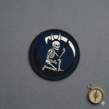 Grinning Skull Moon Patch   Gothic Iron-On Embroidered Badge