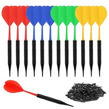12 Pcs Soft Tip Darts, Bar Dart, Plastic Tip Darts Set, Attach Extra 100 Black