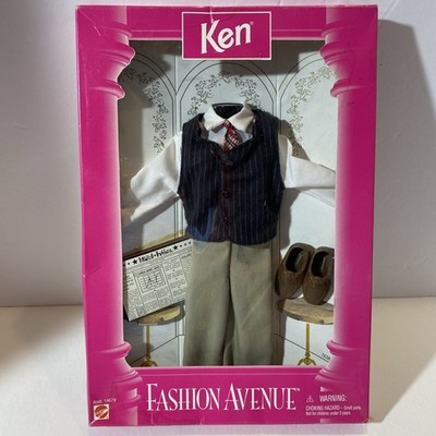 Ken Fashion Avenue Outfit Vest Tie Shirt Pants Shoes Barbie Mattel 1996 NIB