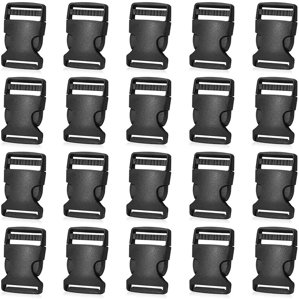 20X Black Plastic Side Quick Release Buckle Clip Cord Strap Fastener Webbing Bag - image 3 of 4