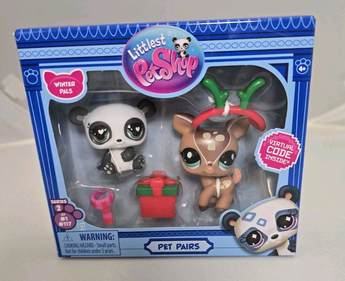Littlest Pet Shop Pals Winte Holidays Panda #1 Deer #117 Reind...