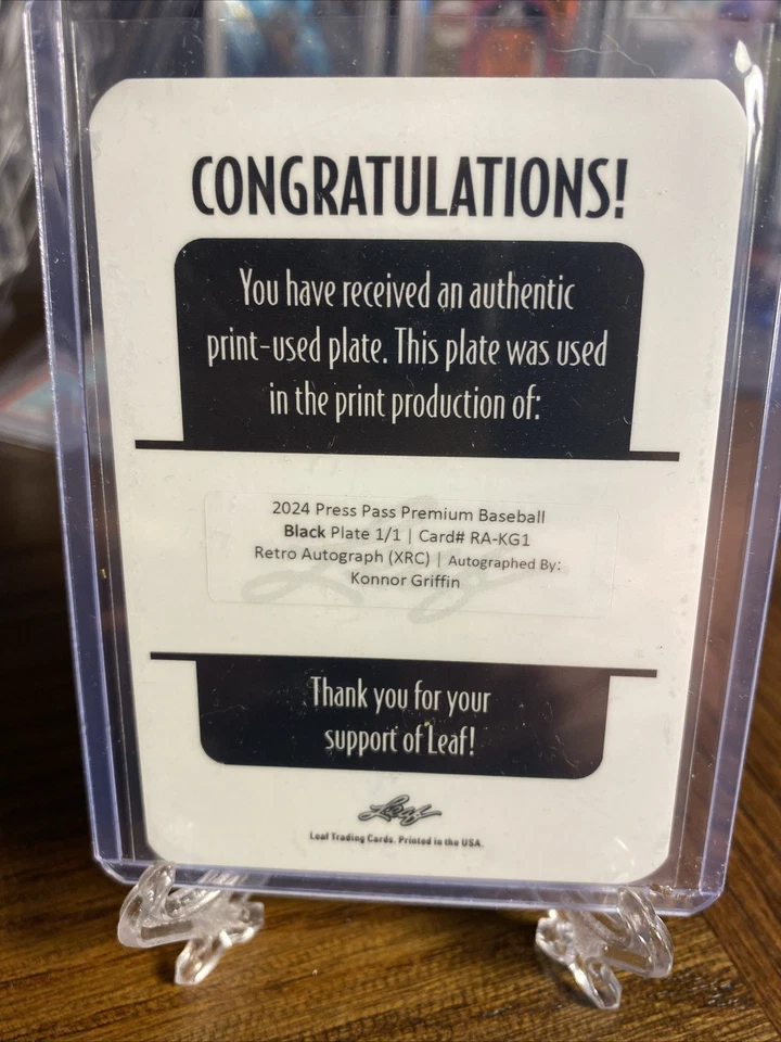Konnor Griffin 1/1 Auto Press Pass Hoja Placa Negra Foto 2 de 2