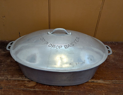 VTG 1920s Wagner Ware Oval Roaster Drip Drop Lid & Trivet Aluminum