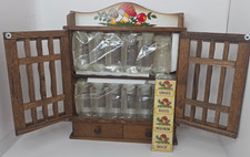 1976 Sears Merry Mushroom Wood Spice Rack Cabinet Complete 10 Jars Japan Retro