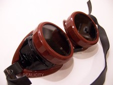 Vintage Steampunk Welco Welding Goggles Glasses Brown Bakelite Ajustable Band  