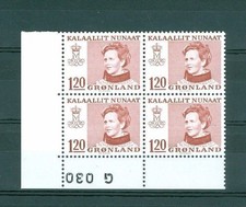 Greenland. 1978. 1 Mnh 4-Plate Block # G 030. 120  Ore  Queen  Engrav: Cz Slania