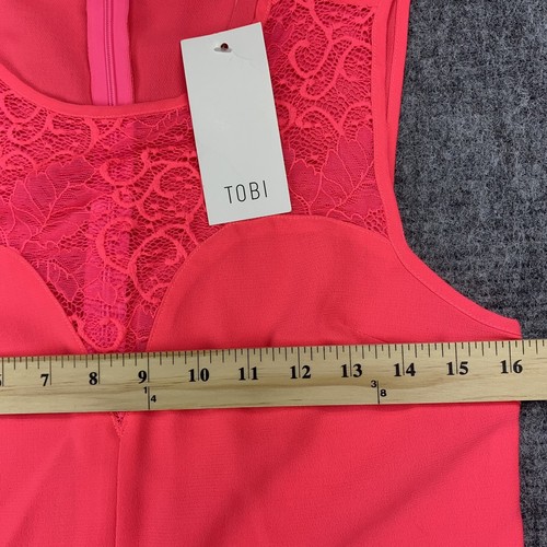Tobi Shift Dress Womens Small Pink Lace Scoop Neck Sleeveless Knee Length - Picture 8 of 11