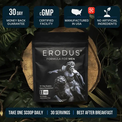 ERODUS Formula for Men - Advanced Testosterone Support Powder (30ct)