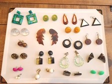 Costume Earrings Joblot X 19, Retro, Kitch. Clip & Post. Mixed.