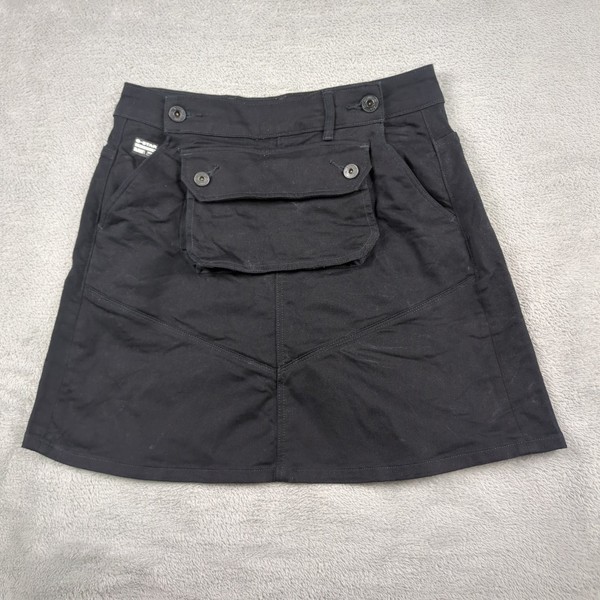 G-Star RAW Women's Black Pouch A-Line Mini Skirt Size 31 Cotton Blend Cargo