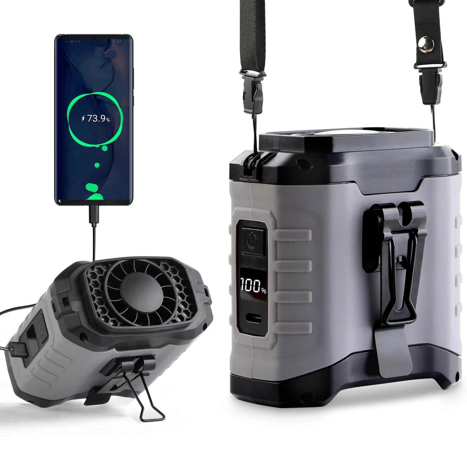 Waist Fan 5 Speed Portable Rechargeable Clip On Stronger Wearable Shirt Belt ...