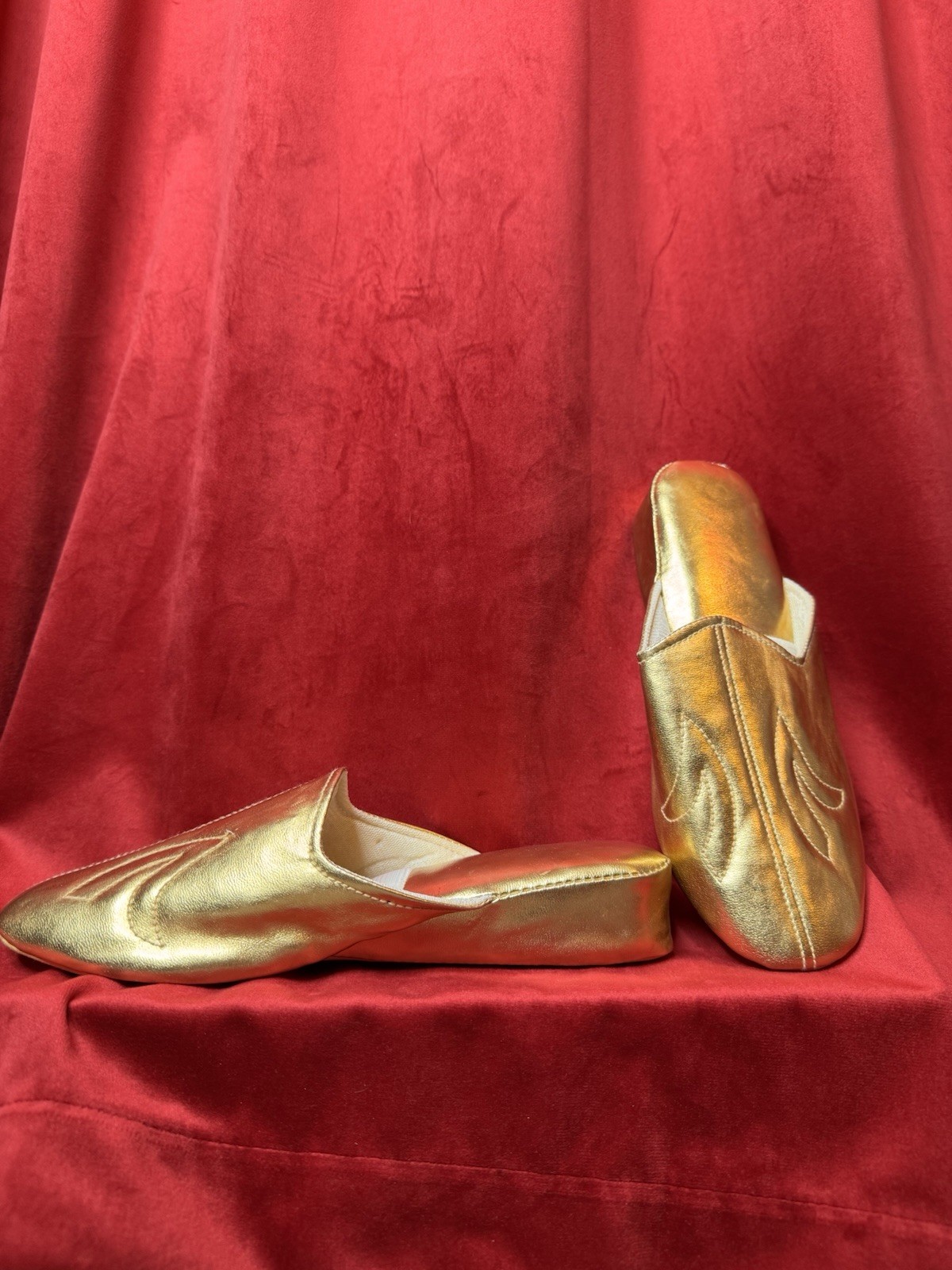 PANTOFOLA D’ORO Pantofole vintage anni 60 oro stile rockabilly pinup girl nuove vecch sto 8 