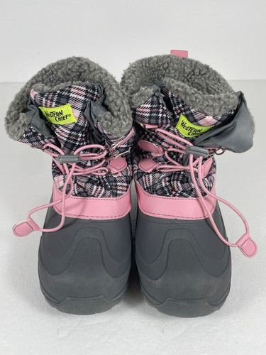 Western Chief Snow Boots Girls 4 Pink Black Snowden Plaid Waterproof Winter - Picture 9 of 24